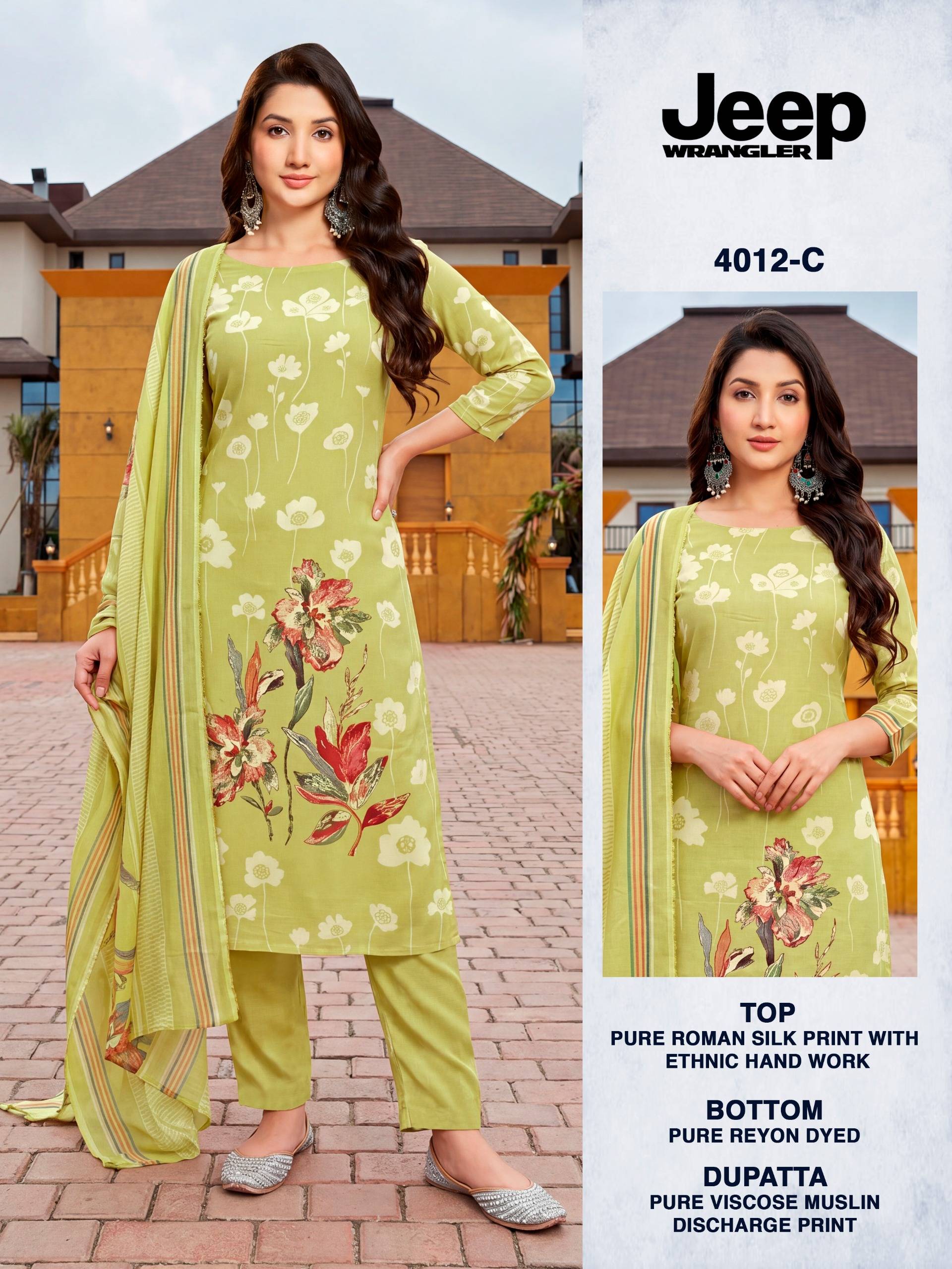 JEEP WRANGLAR 4012 Series By BIPSON PRINTS Stylish Beautiful Colourful ROMAN SILK Dresses At Wholesale Price